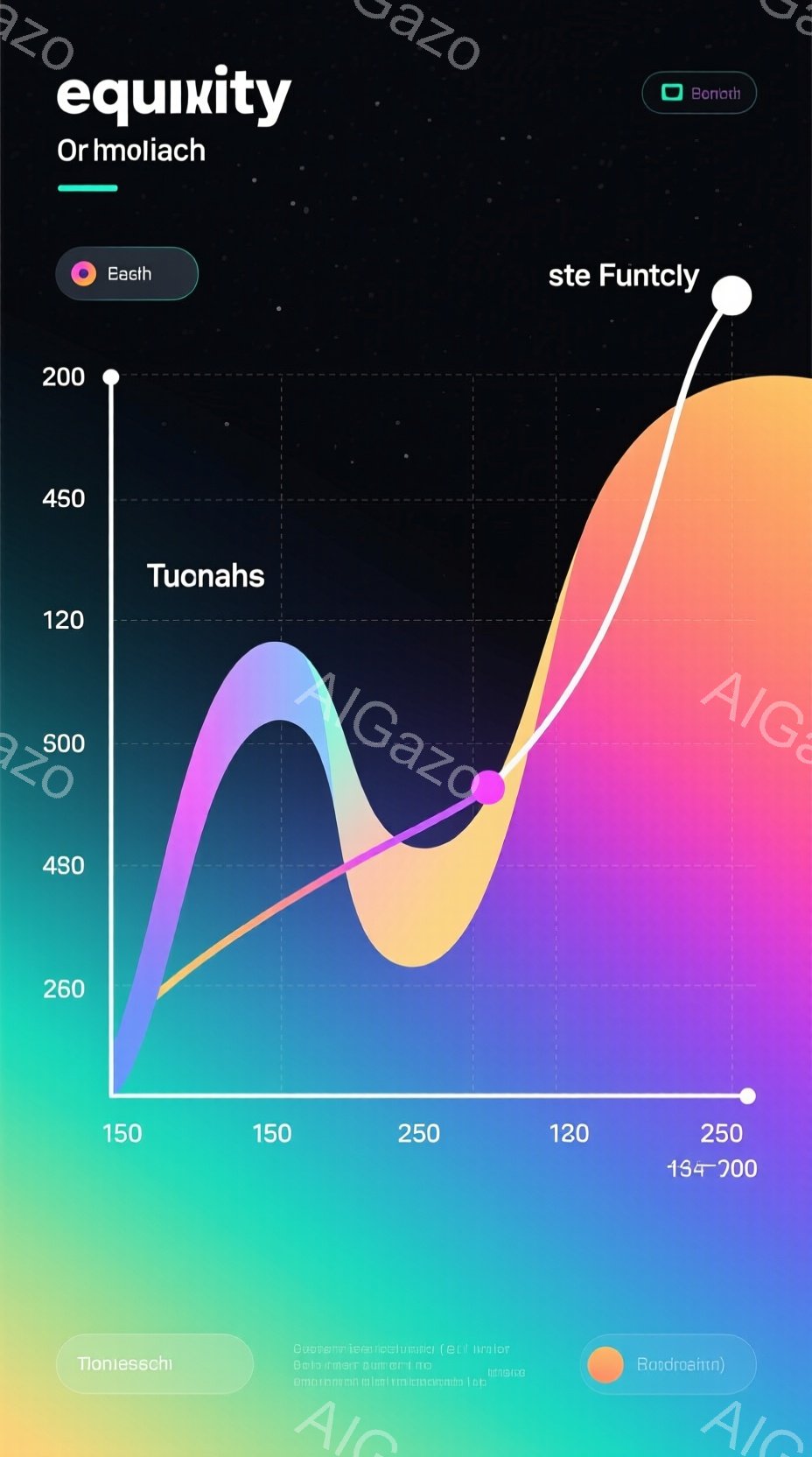 この画像は、線グラフで構成されたカラフルなビジュアルです。グラフは、150から250の範囲で数値が変化する様子を示しており、赤、緑、青の曲線がそれぞれのデータを表現しています。背景は、淡いグレーで、全体的にシンプルで現代的な印象を与えます。