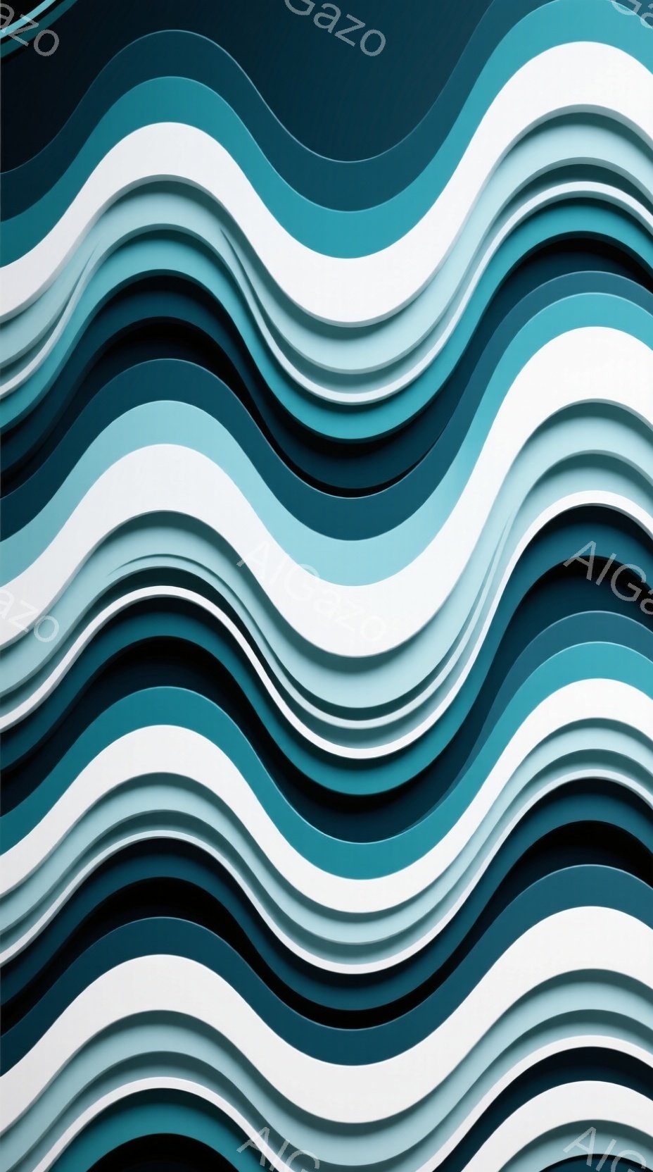 この画像は、さまざまな濃さの青色の層が重なり合って、滑らかで波のような模様を作っています。層は均等に配置され、まるで彫刻のような立体感があり、光と影が複雑に絡み合っています。全体的に、静かで調和のとれ - AI生成フリー素材