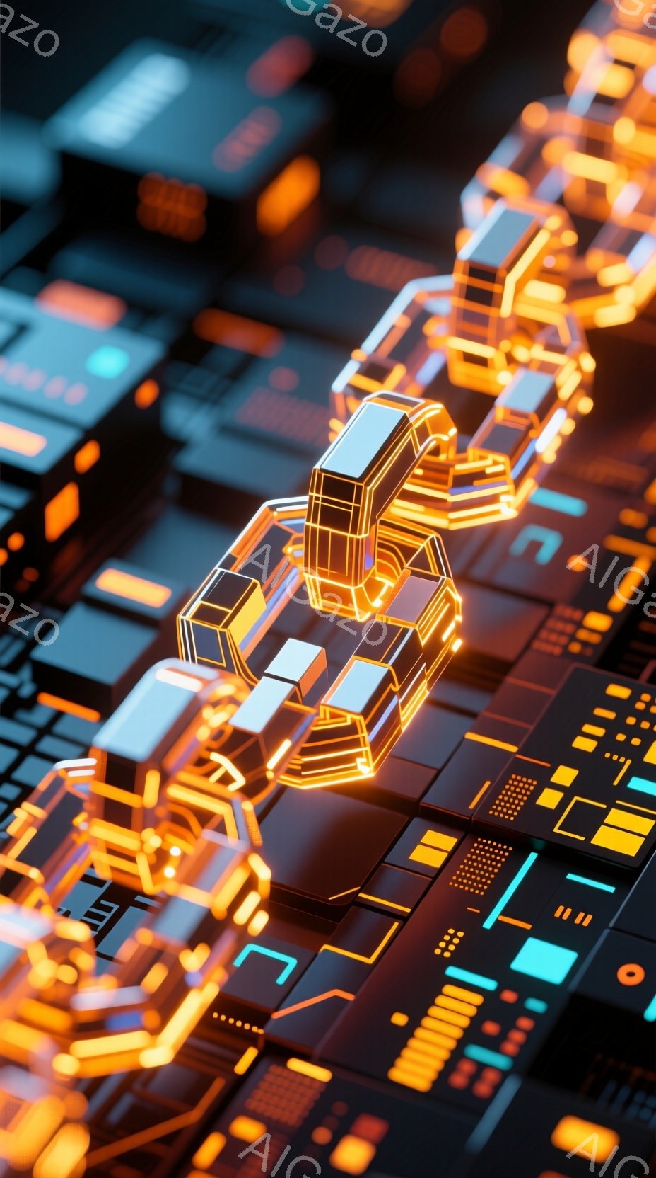 この画像は、未来的な都市景観を描いたものです。ネオンカラーの線で構成された建物が密集し、サイバーパンクのような雰囲気を醸し出しています。背景は暗く、光の線が複雑に絡み合い、都市のエネルギーと活気を表現 - AI生成フリー素材