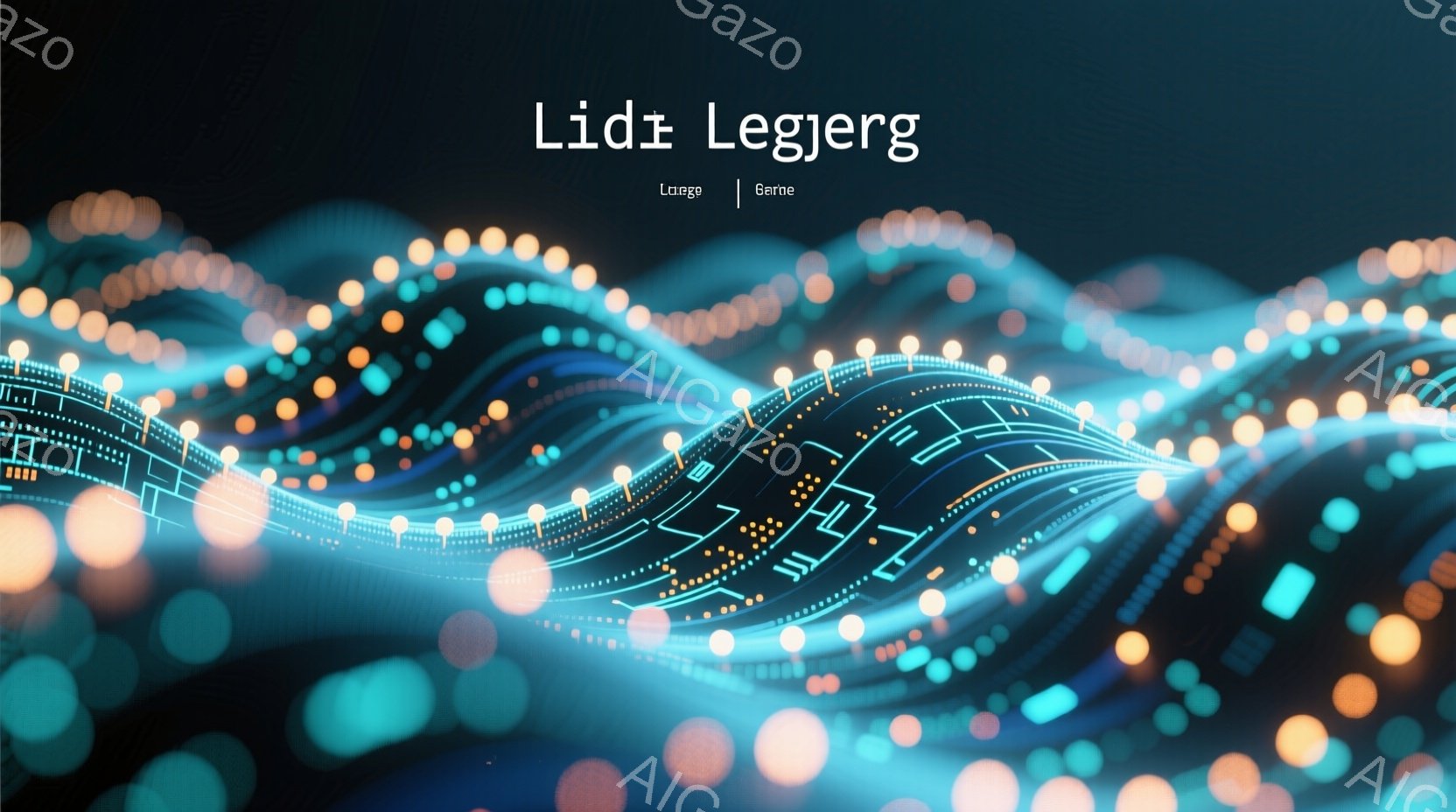 この画像は、青とオレンジの光の線が複雑に絡み合い、未来的な回路図のような抽象的な光景を描いています。光の線は曲線を描き、まるでエネルギーの流れやデジタルデータの流れを視覚化したかのようです。全体的に、鮮やかで躍動感があり、テクノロジーと創造性を感じさせる雰囲気です。