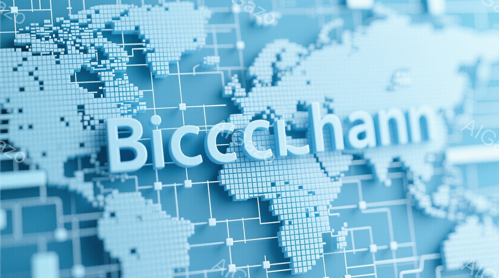 この画像は、青色のポリゴンで構成された世界地図を背景としています。 地球儀は、複雑な白線のネットワークによって接続されており、現代的なテクノロジーとグローバルなつながりを表しています。「Biccc」という文字が地球儀上に立体的に浮かび上がっています。全体的に、先進的で未来的な印象を与えます。