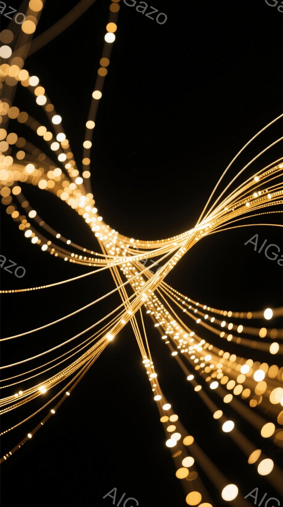 暗闇の中に無数の光の線が放射状に広がっている様子が捉えられている。光の線はぼやけており、まるで星空や光の軌跡のように見える。全体的に幻想的で、夢幻的な雰囲気を醸し出している。 - AI生成フリー素材