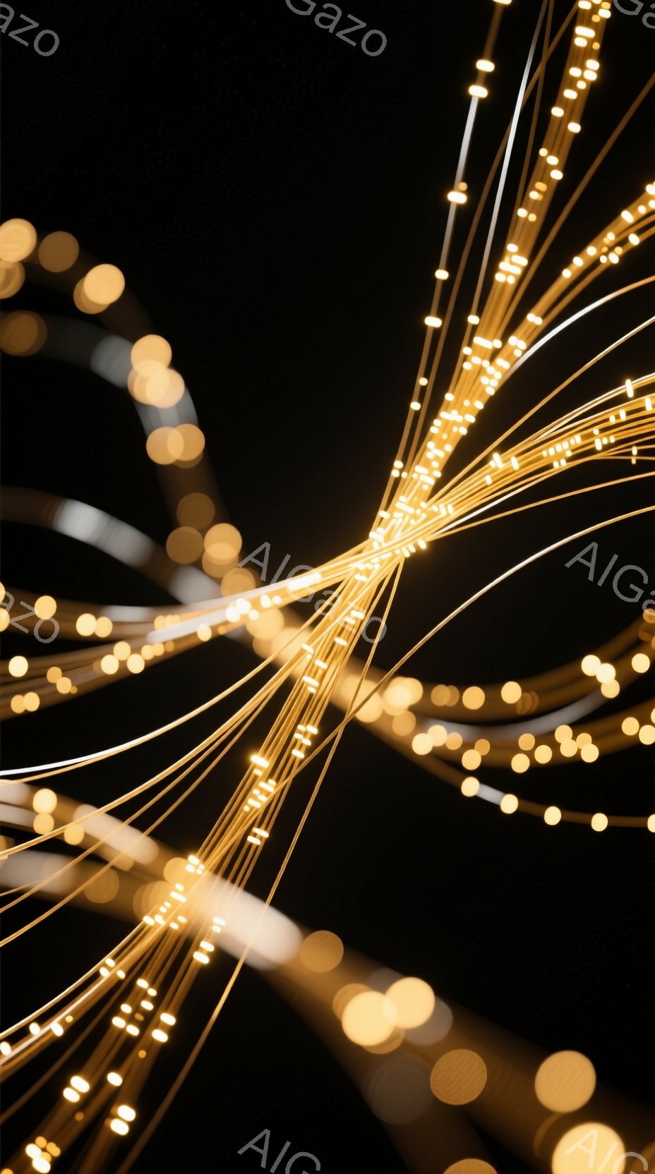 暗闇の中で光の線が放射状に広がっている様子が捉えられています。これらの光線は、まるで星屑や流れ星のように、軌跡を残しながら空間を切り裂いているかのようです。全体として、神秘的で未来的な雰囲気が漂っており、まるで光の粒子がエネルギーを発しているかのような印象を与えます。