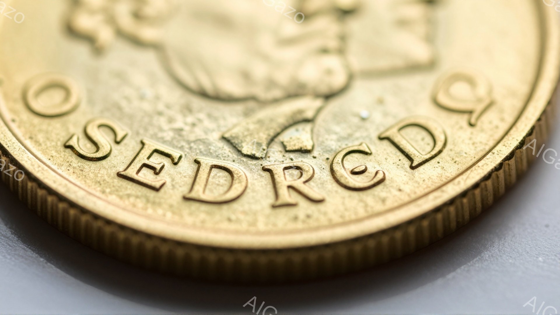 鮮やかな金色のコインの一部が写っており、縁には「SEDRE」という文字が刻まれています。コインの表面には人物像がわずかに見え、使用感による細かな傷や摩耗が確認できます。背景は白っぽく、コインの金色の輝きを際立たせています。