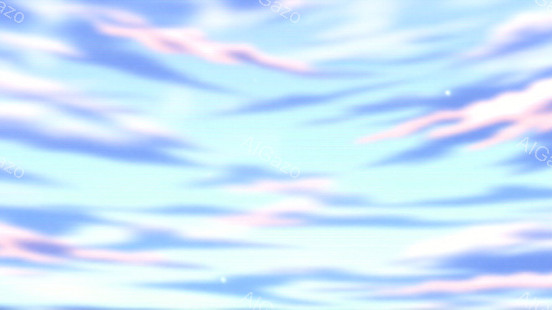 空一面に淡いピンクと水色の雲が広がり、まるで水彩画のような優しい印象を与える背景です。雲の形は抽象的で、まるで空が呼吸をしているかのように、ゆったりと流れている様子が想像できます。全体的に穏やかで幻想 - AI生成フリー素材