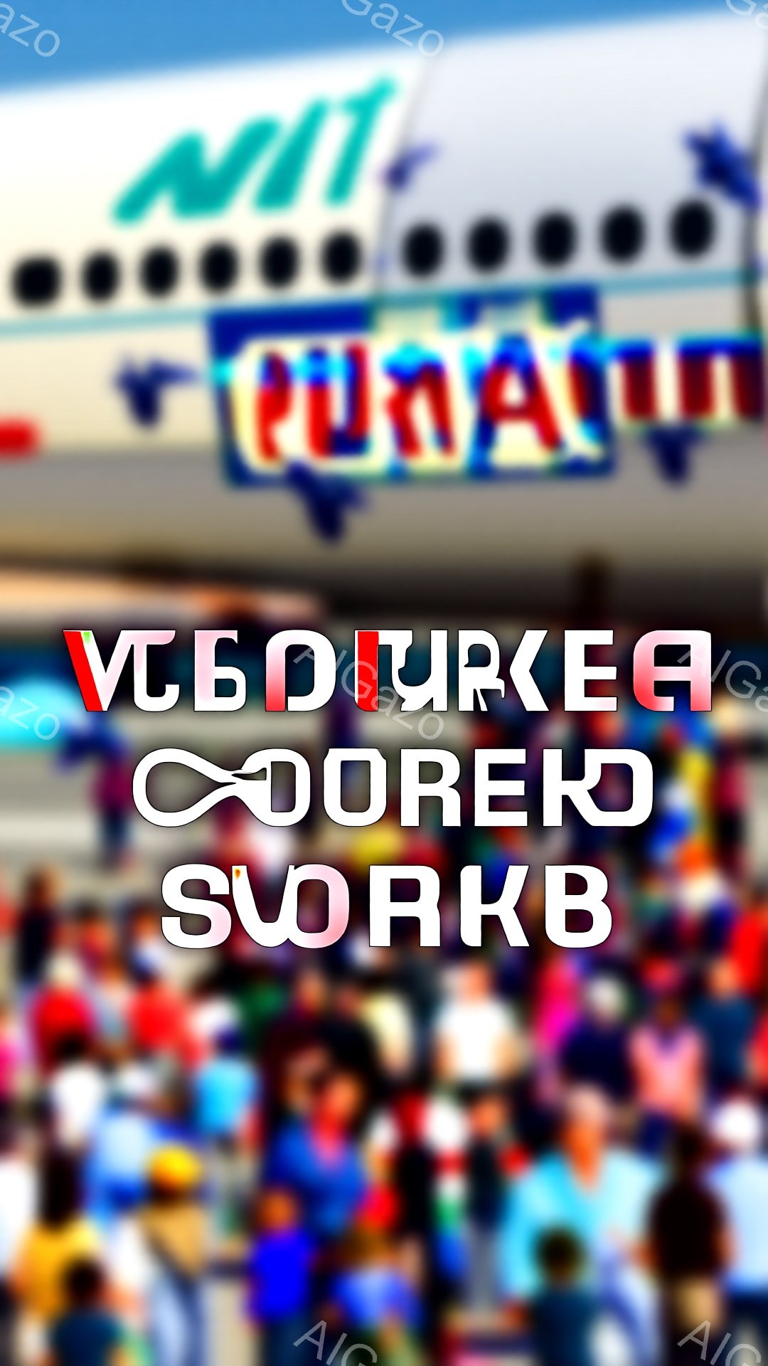 大勢の人々が密集しており、鮮やかな色の服を着ています。彼らは皆、カメラの方を向いており、興奮と熱狂に満ちた表情をしています。背景には、ぼやけた建物の屋上や空が見え、イベント会場のような雰囲気です。