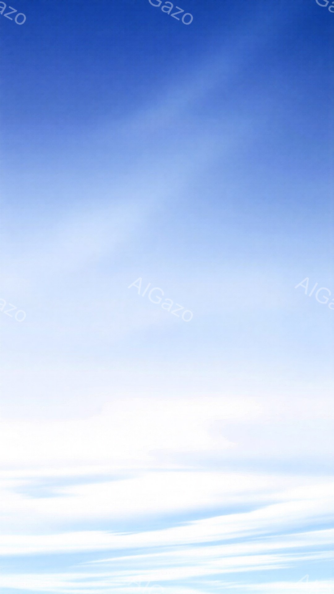 空全体が鮮やかな水色から淡い青へとグラデーションを描き、白い筋状の雲が水平方向に広がっている。雲は薄く、まるで筆で描いたような繊細な模様を作り出している。晴天で穏やかな静寂が感じられる、開放的な雰囲気 - AI生成フリー素材