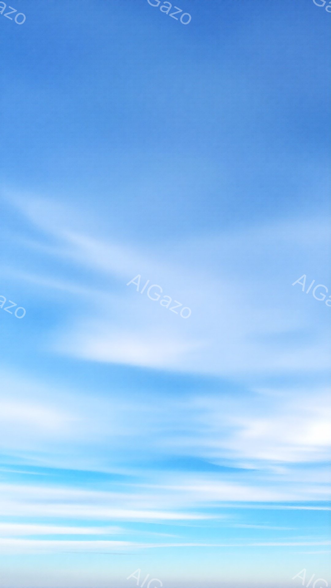 空全体が淡い青色と白色のグラデーションで覆われており、雲が水平方向に長く、薄く広がっています。まるで筆で描いた水彩画のように、雲の境界線がぼやけており、穏やかで静謐な雰囲気を醸し出しています。空の色は - AI生成フリー素材