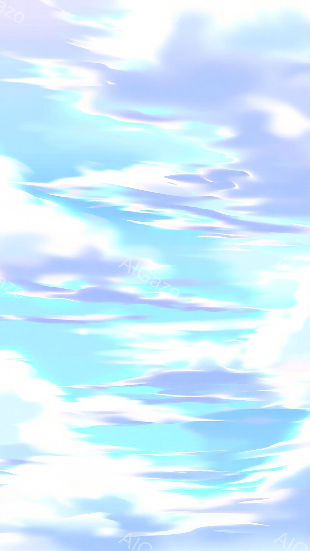 この画像は、淡い水彩画のような空の描写で、雲が流れる様子が捉えられています。空は薄い青、紫、白のグラデーションで、柔らかく幻想的な雰囲気を醸し出しています。雲の形は抽象的で、自然の動きと静寂が共存する - AI生成フリー素材