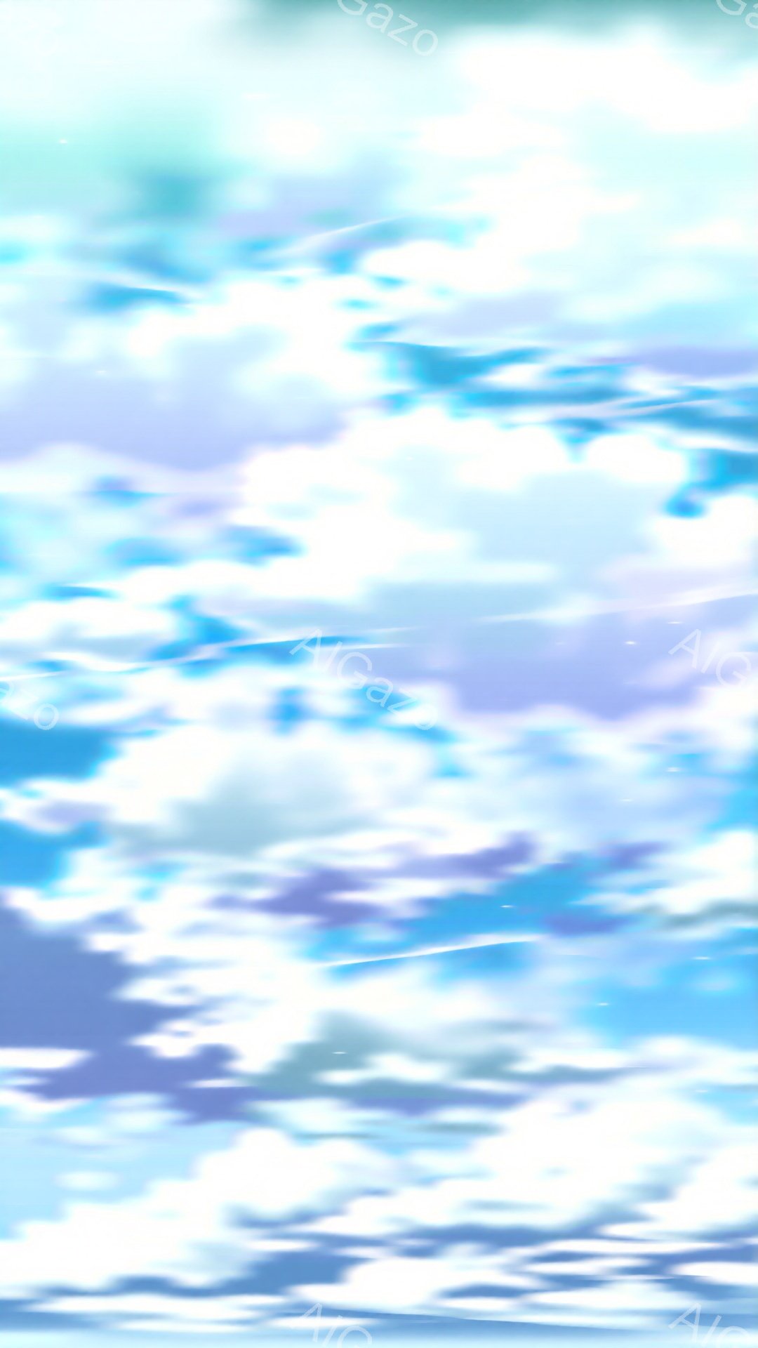 空全体が鮮やかな青と白の雲で覆われています。雲は様々な形をしており、光が当たって明るく輝いています。全体的に爽やかで、晴れた日の空の穏やかな雰囲気が漂っています。 - AI生成フリー素材