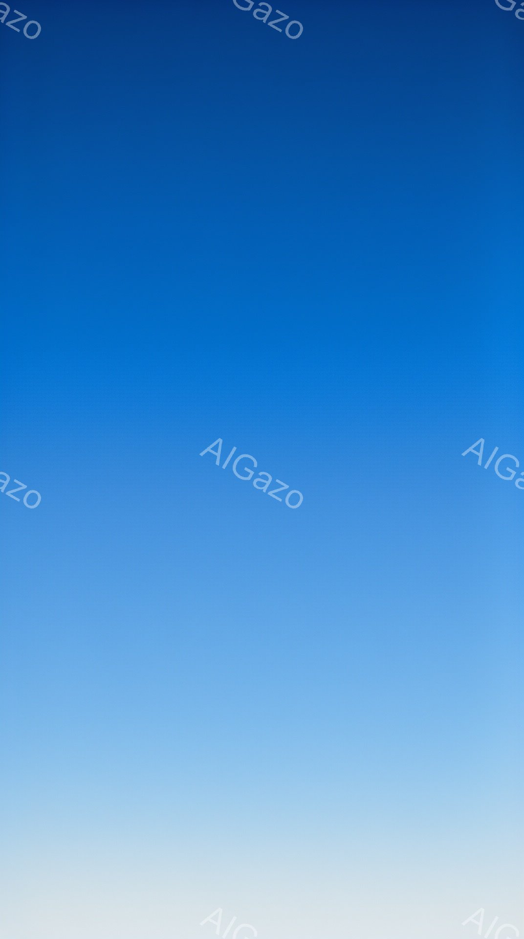 空全体が滑らかなグラデーションで表現されており、上部は濃い青色、下部は白へと変化している。雲や建物などの具体的な背景要素は存在せず、ただ広がりゆく空の広大さが感じられる。全体的に穏やかで静寂な雰囲気を醸し出している。